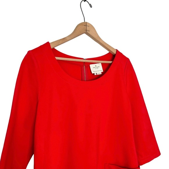 Kate Spade | Red and Black Racquel Ponte Color Block Shift Dress Size Large - Picture 3 of 7